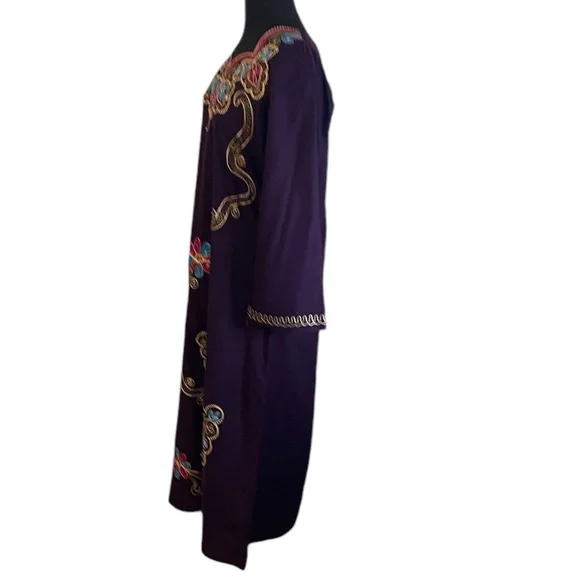 NWOT Bhanu made in India Embroidered Kaftan Women's‎ Multi Dress, Size Small